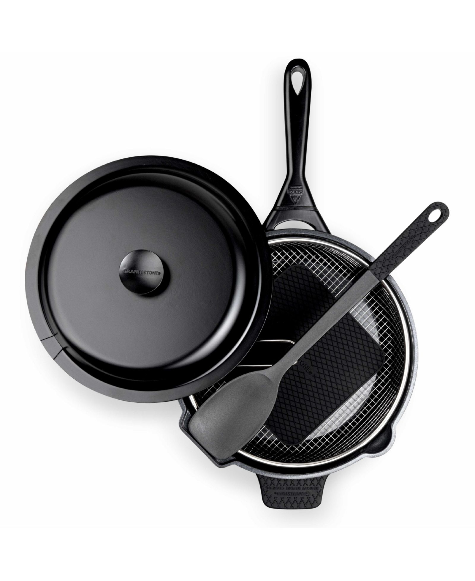granitestone Zuka Everyday Pan 3.25 Qt. Ceramic 10 in 1 Nonstick Multi-Functional Saute Pan with Lid, Nylon Spoon, & Steamer Basket