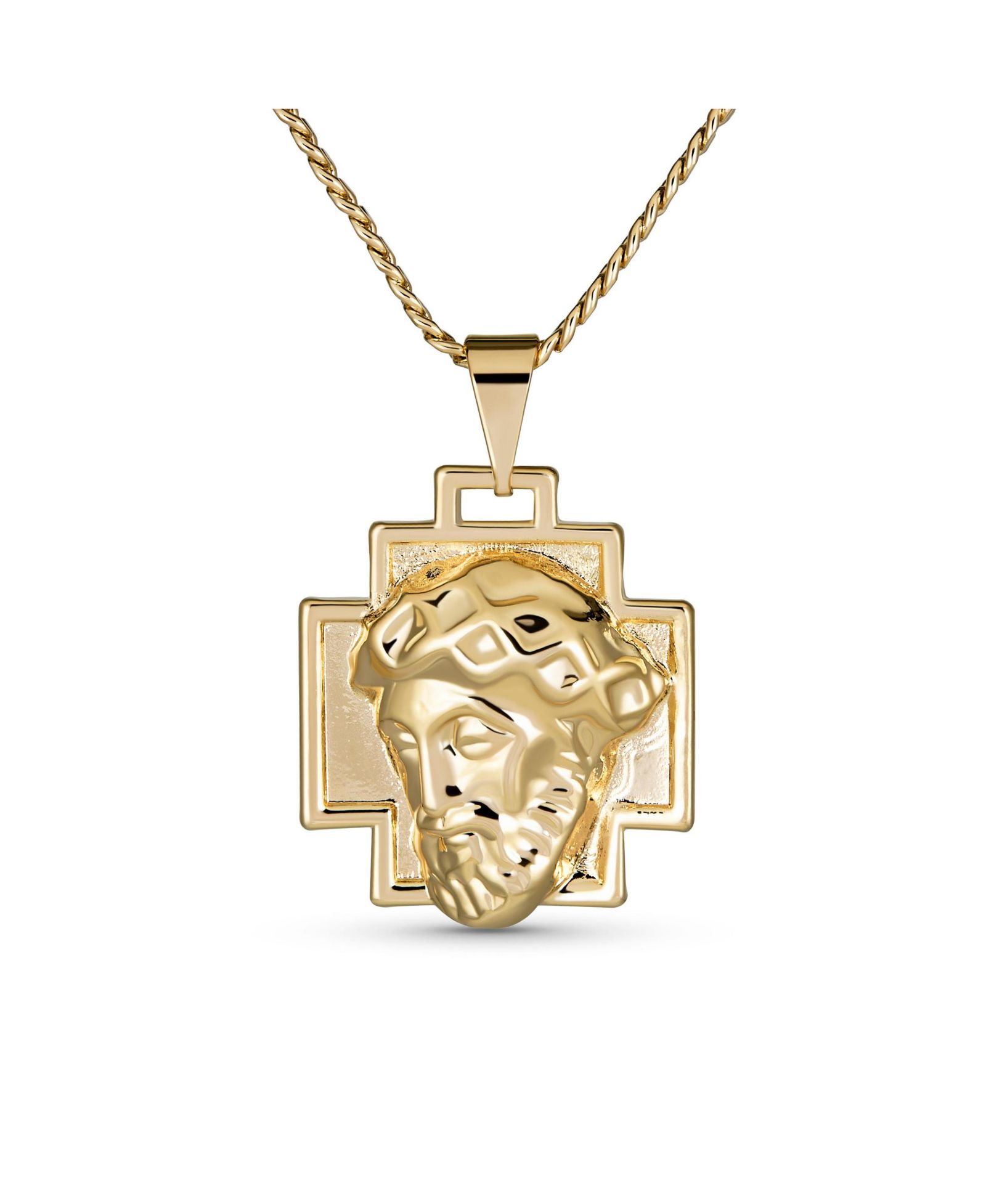 Подвеска Bling Jewelry Plated Pendant Necklace с медальоном Jesus Christ Cross