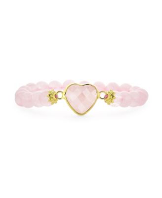 Bling Jewelry браслет из розового кварца с подвеской в виде сердца, 8MM бусины, растягивающийся