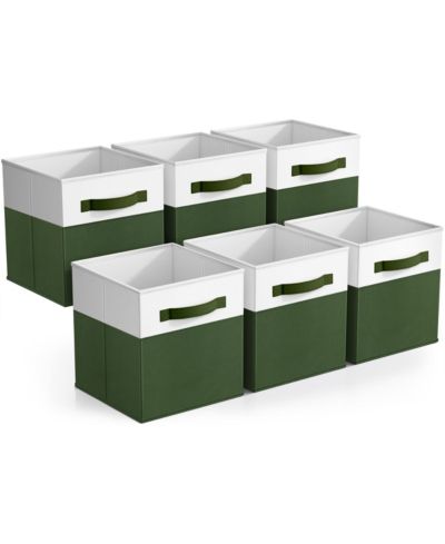 Sorbus 6 Pack 11" Two Tone Foldable Storage Cubes with Handles - Perfect for clothes, toys, books, linens, and more