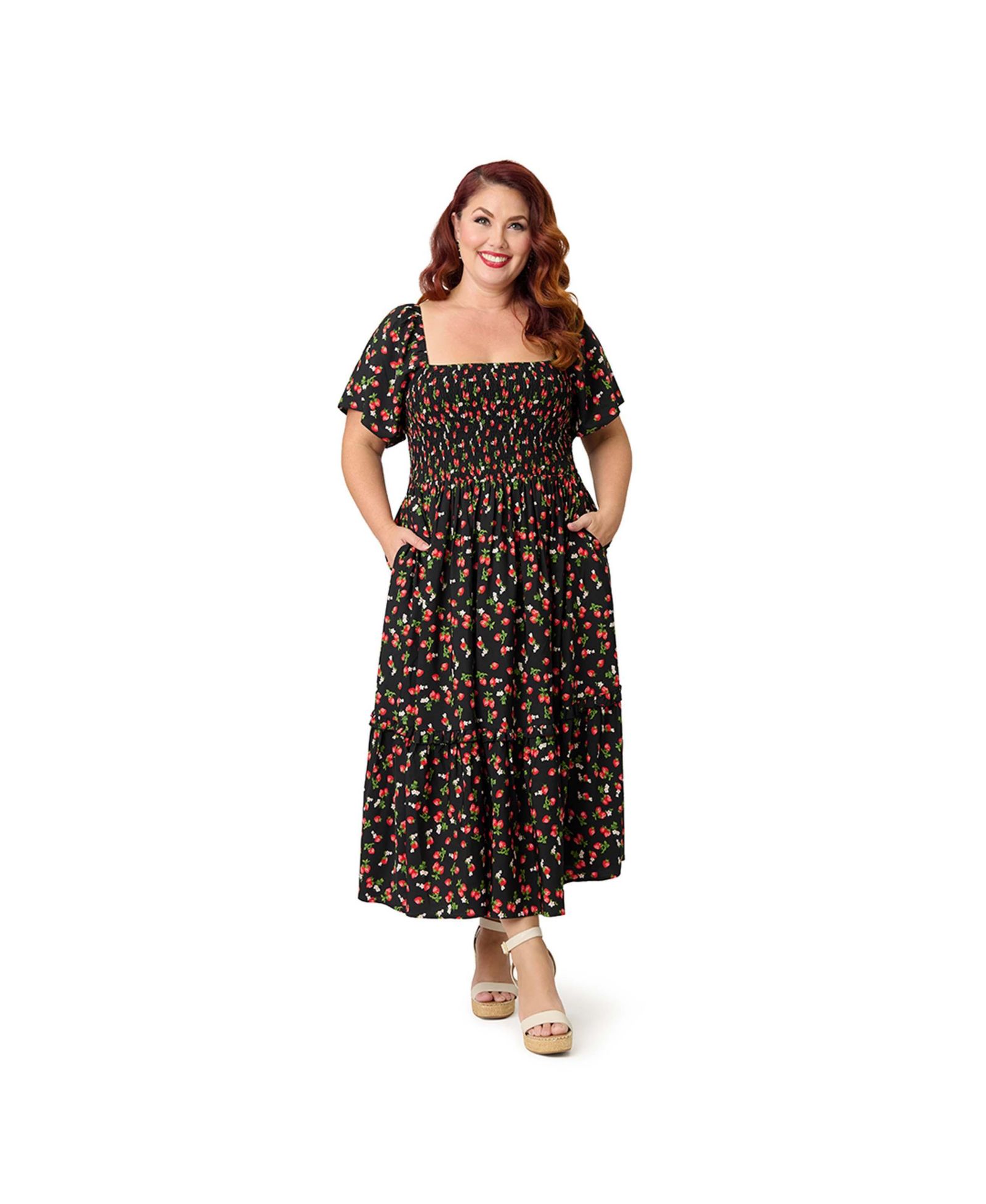 Unique Vintage платье миди Plus Size с утягивающим корсетом