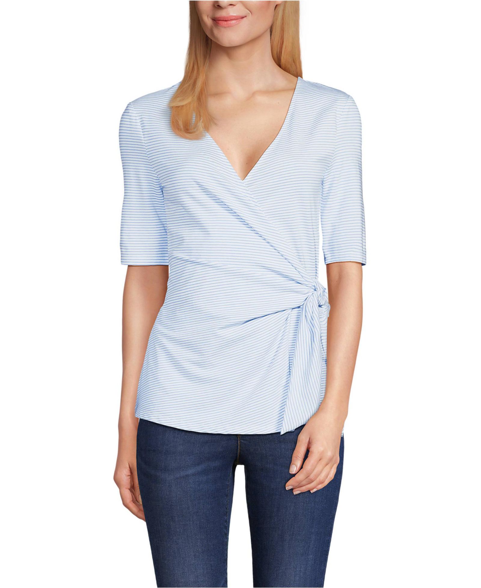 Женская блузка Lands' End Petite Lightweight Jersey Side Tie