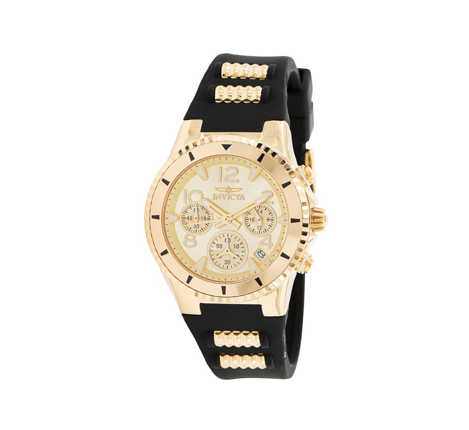Женские кварцевые часы Invicta 36909 BLU с золотым циферблатом