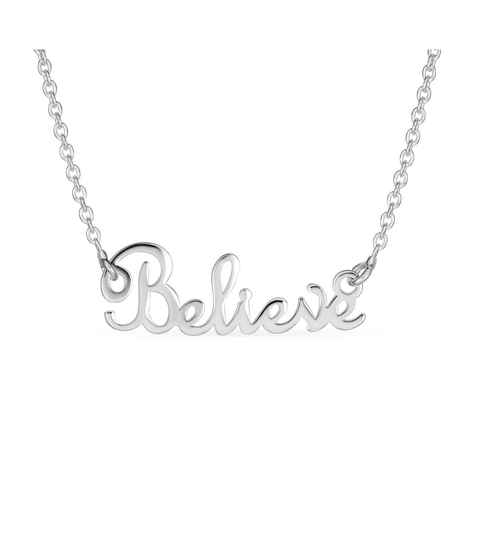 Подвеска Bling Jewelry Sideways Station Script Word Believe из стерлингового серебра