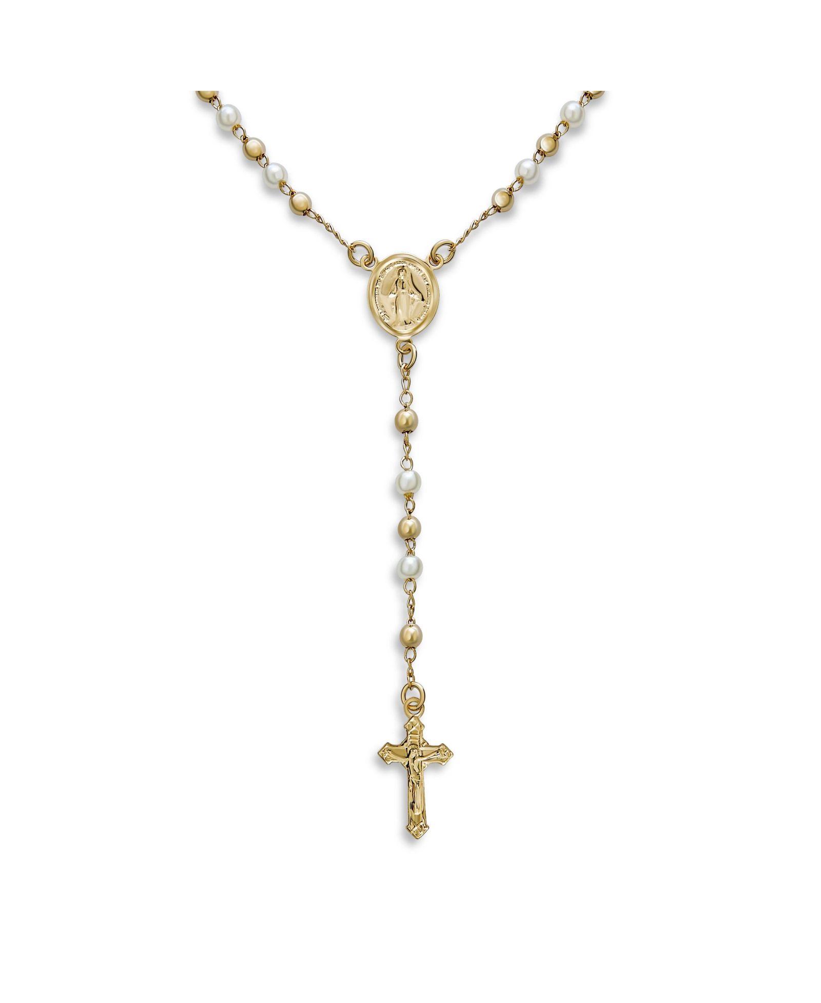 Ожерелье Bling Jewelry с жемчугом и распятием Девы Марии
