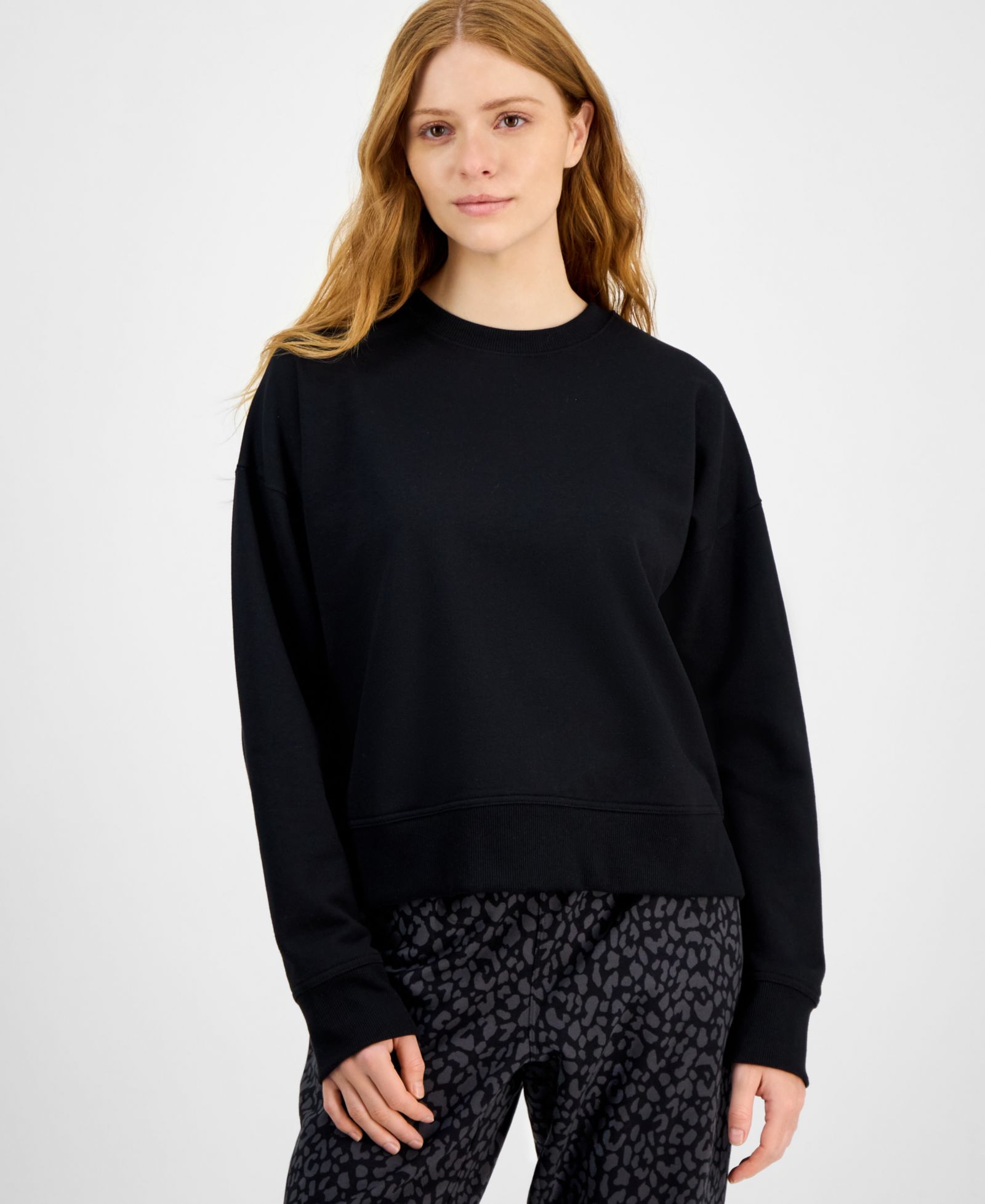 ID Ideology Women's Crewneck Vented-Hem Sweatshirt, Macy's Exclusive