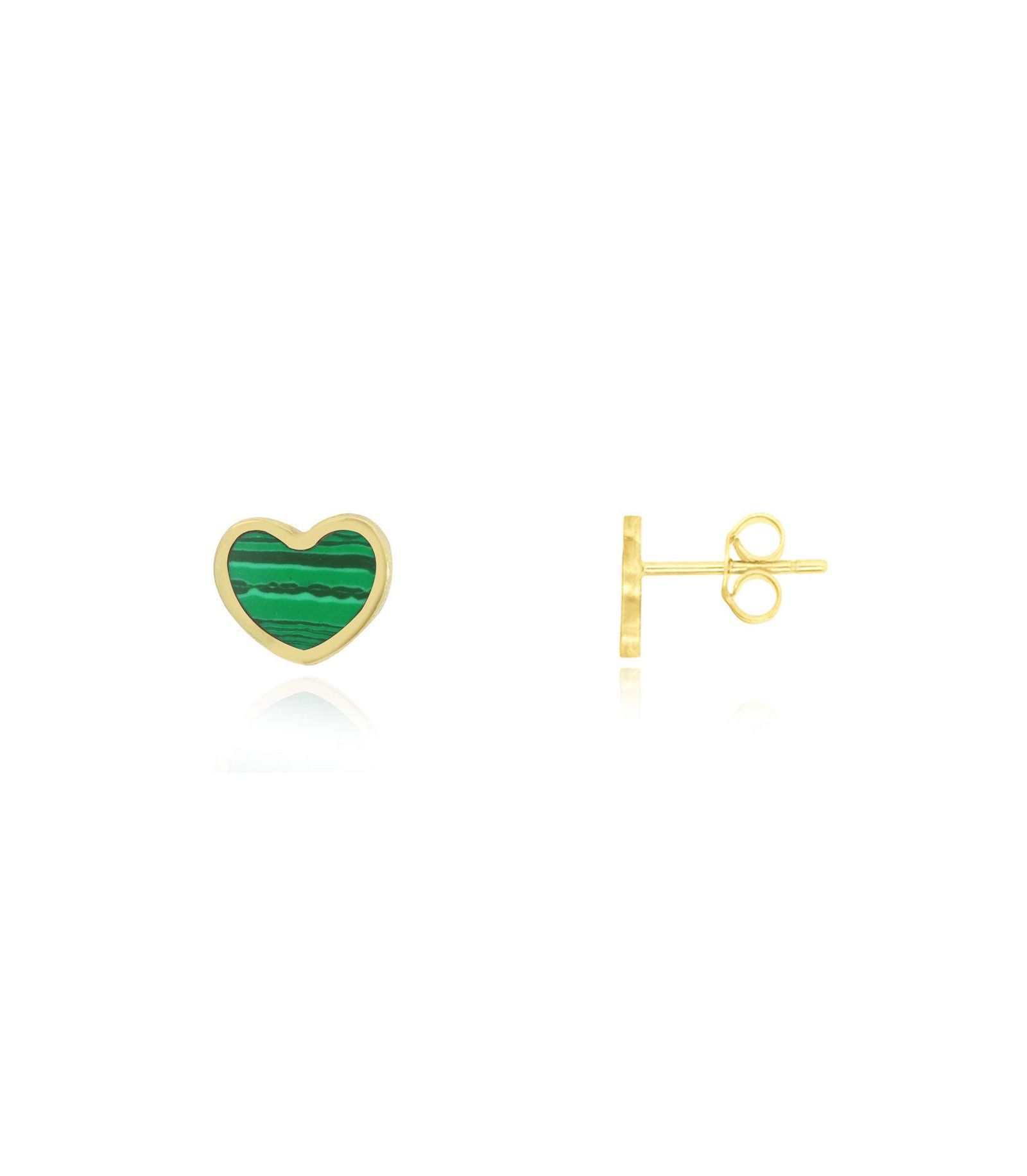 The Lovery Mini Malachite Heart Stud Earrings