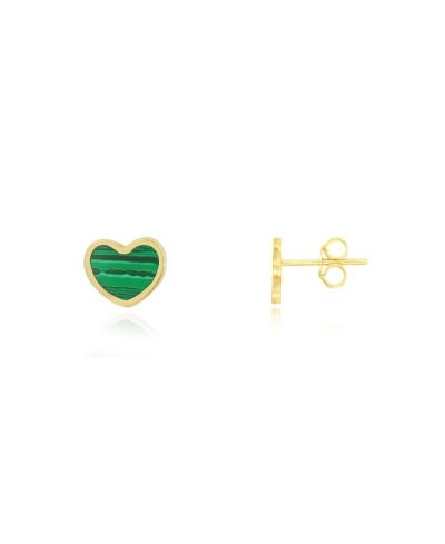 Серьги-гвоздики The Lovery Mini Malachite Heart