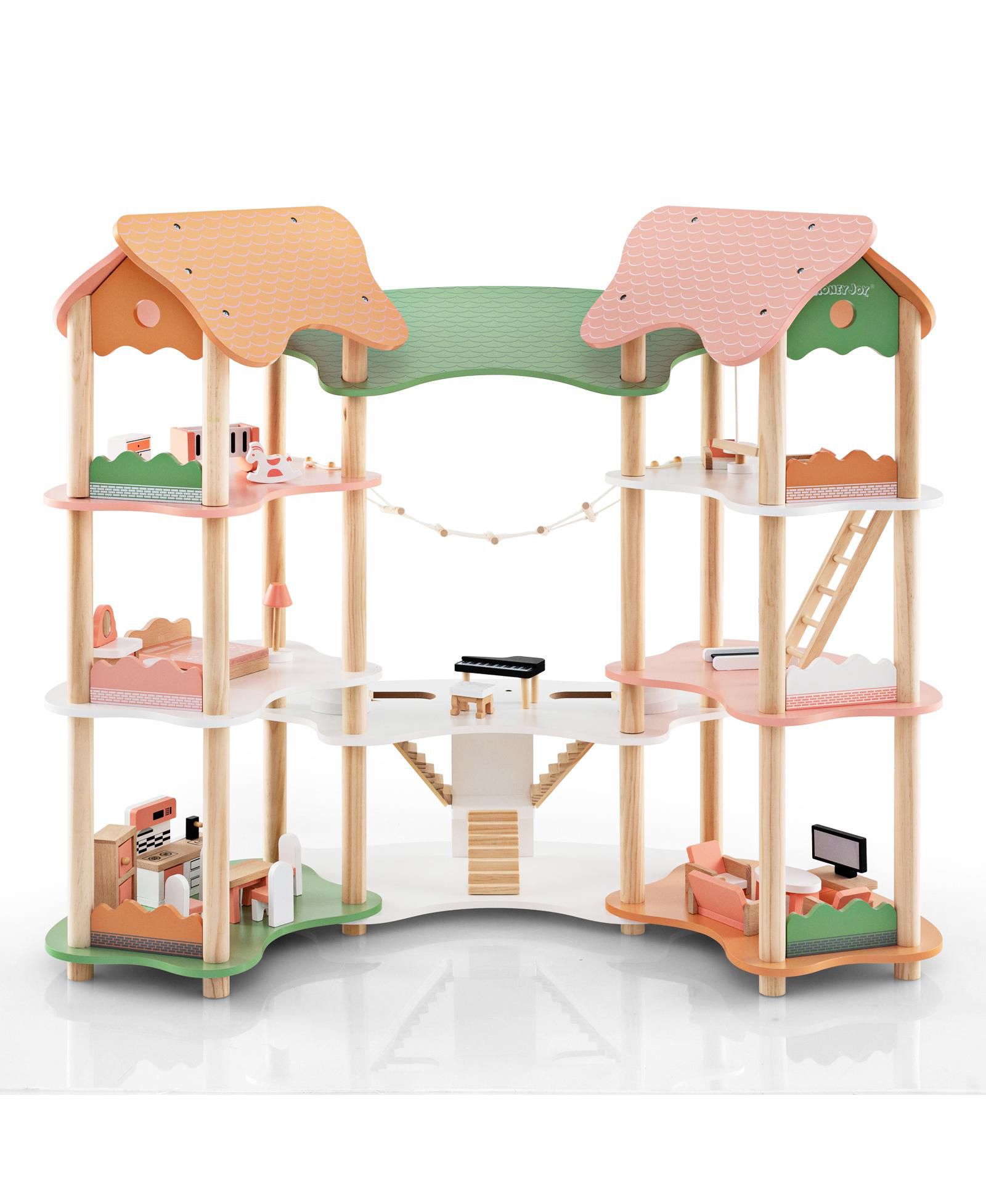 Интерактивный игровой набор-кукочный дом Slickblue 3-Tier для детей от 3 до 8 лет с 32 аксессуарами