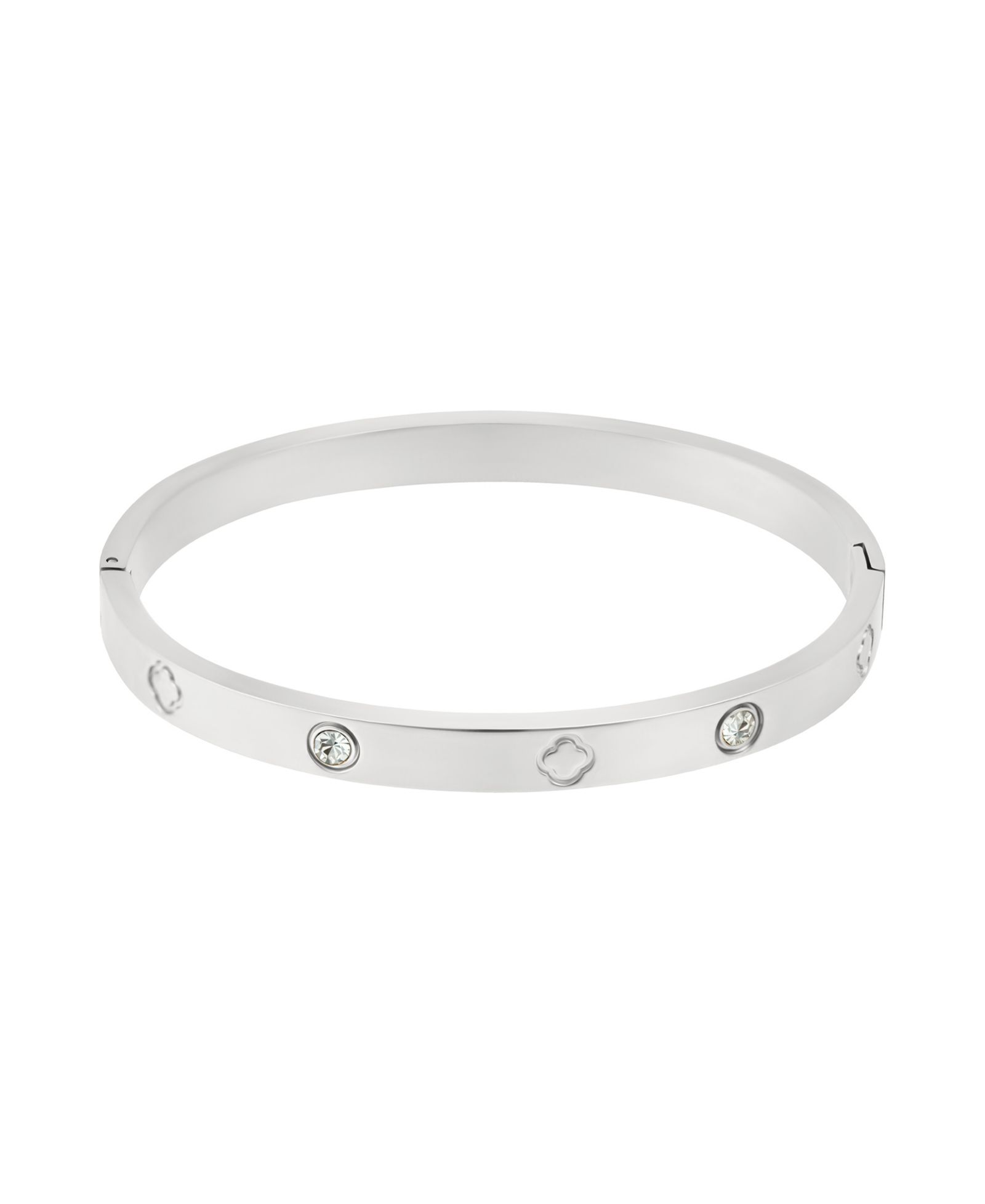 ADORNIA Tarnish Resistant Cubic Zirconia and Clover Bangle Bracelet