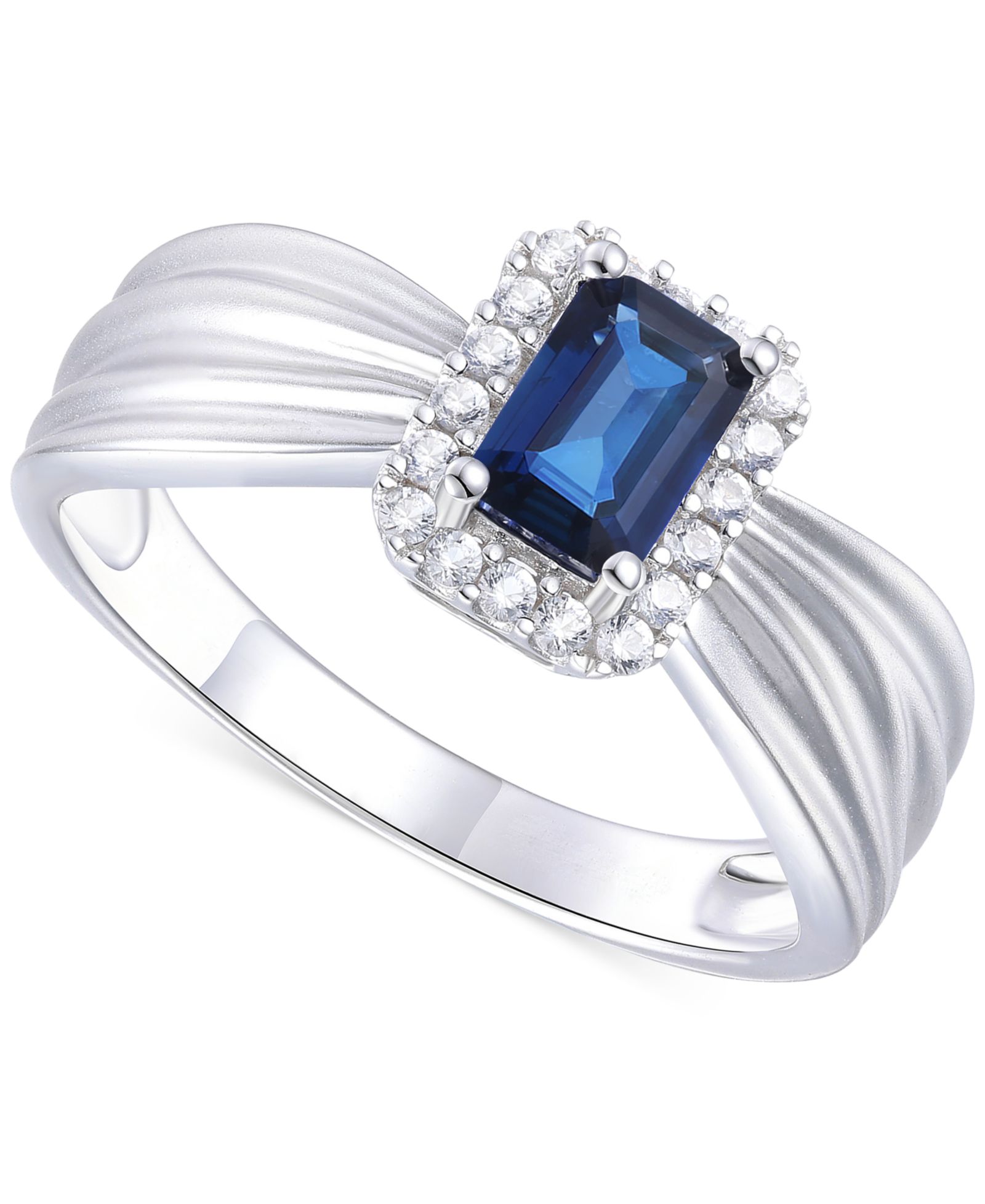 Кольцо с изумрудом (5/8 ct. t.w.) и бриллиантом (1/6 ct. t.w.) в оправе Halo из 14k золота (также доступно с рубином и сапфиром)