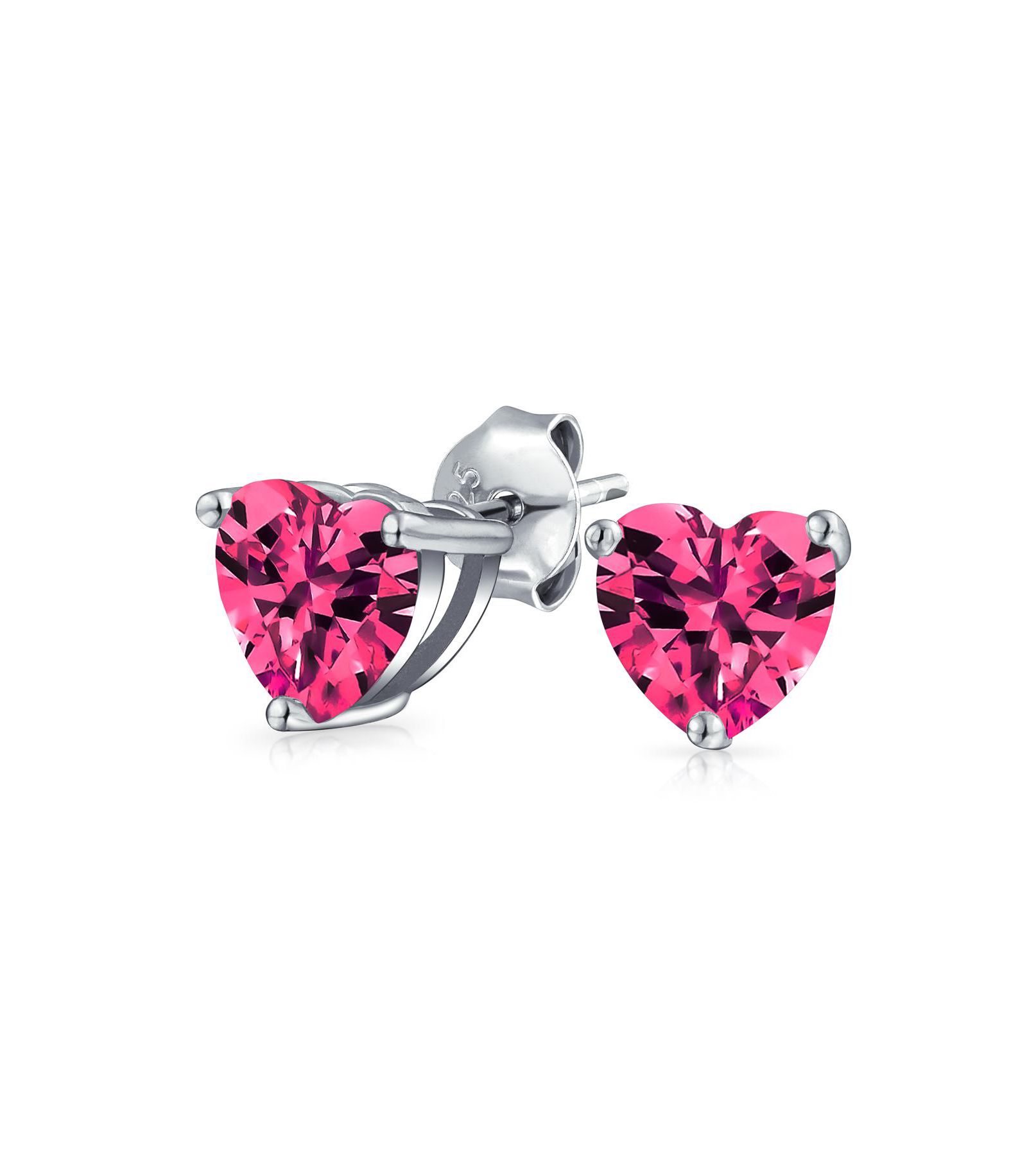 Серьги-гвоздики Bling Jewelry с крошечным фуксиевым CZ сердцем, имитация рубина, стерлинговое серебро