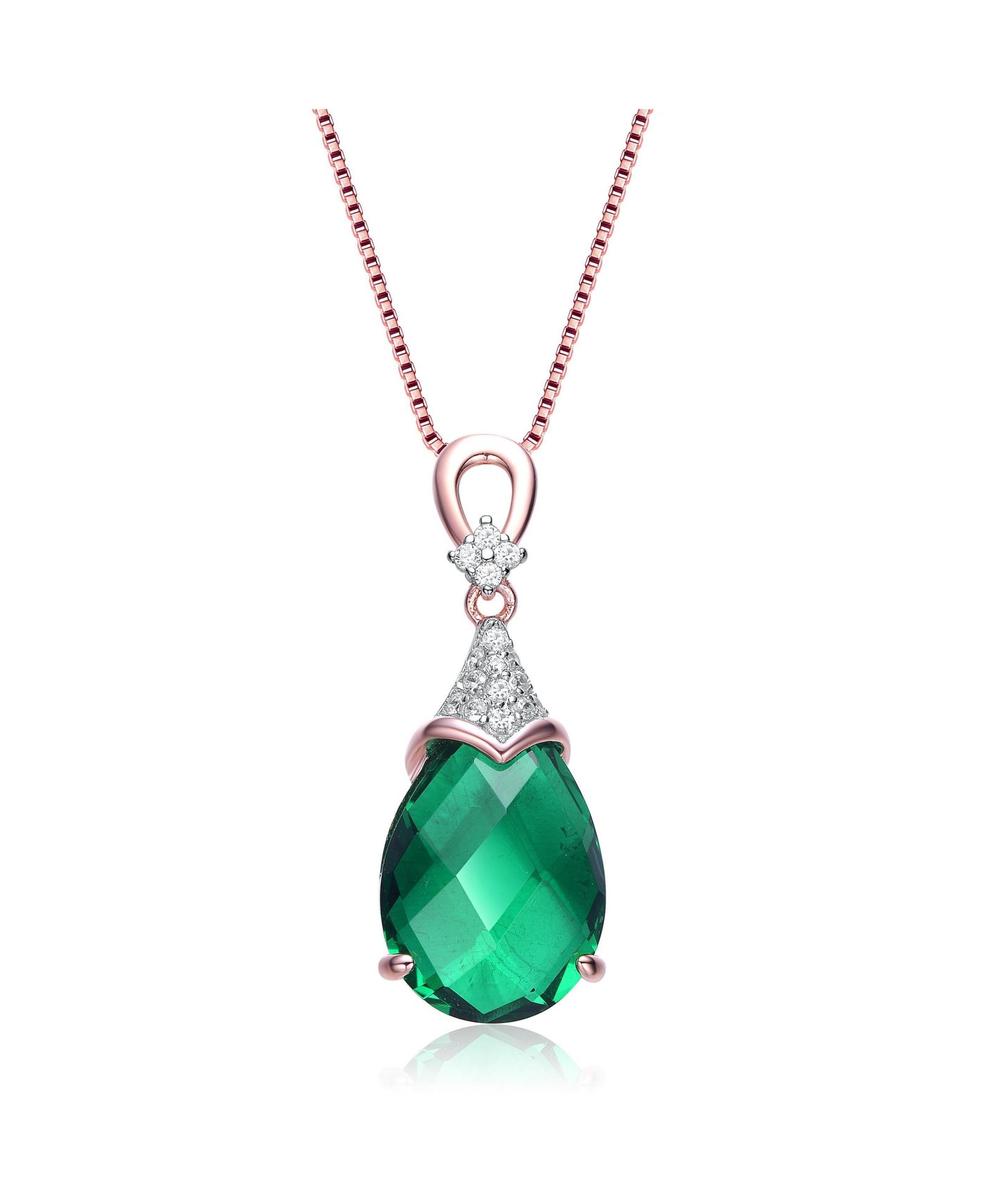 Genevive Women's Elegant Plated Colored CZ Teardrop Necklace