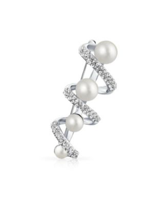 Bling Jewelry брошь Crystal Spiral Pearl Scarf Brooch Pin Plated