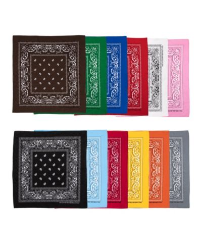Lightweight Multicolored 22"x22" 12-Pack Bandana Set