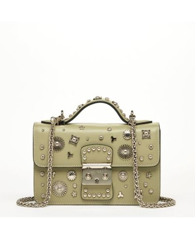 SUSU Women s Leather Crossbody Bag Designer Shoulder Purse with Top Handle Statement Handbag with Embellished for Date Night Bag