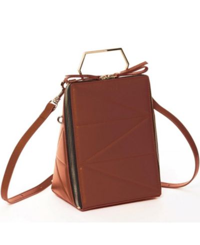 Женская кожаная сумка-рюкзак SUSU Brown Convertible Crossbody с геометрическим узором