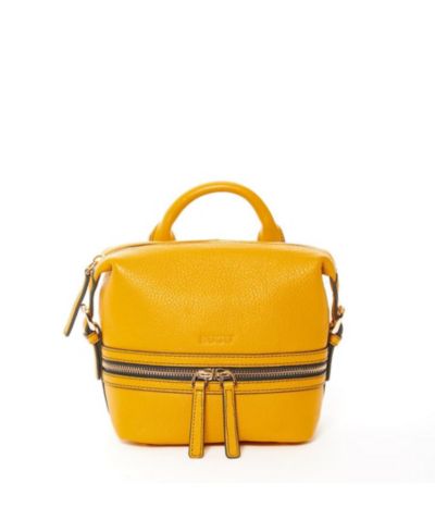 SUSU Yellow Leather Backpack Purse Convertible Medium Crossbody Bag for Women with Front and Back Pockets