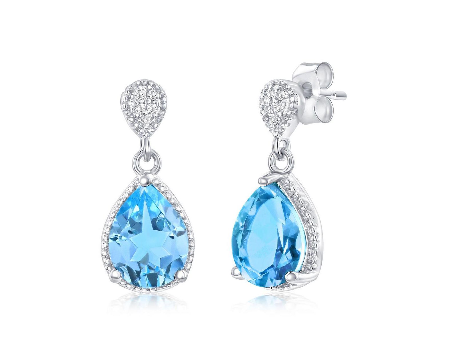 Sterling , Gemstone Pearshaped Drop Earrings