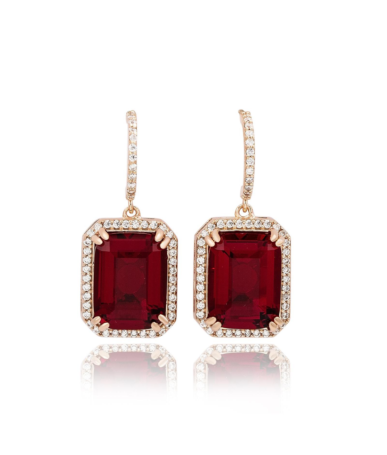 SUZY LEVIAN NEW YORK Sterling Silver Emerald-Cut Cubic Zirconia Halo Drop Dangle Earrings