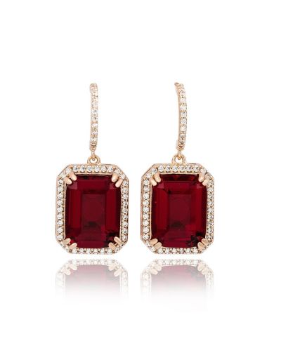 Серьги-подвески SUZY LEVIAN NEW YORK Sterling Silver Emerald-Cut Cubic Zirconia Halo Drop Dangle
