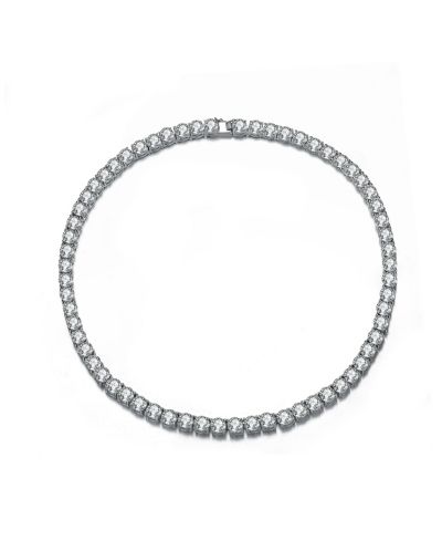 Genevive Radiant Sterling Silver 6MM Cubic Zirconia Tennis Necklace
