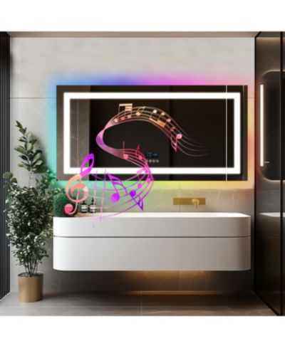 Зеркало для ванной LUVODI 55.12 x 27.56" LED Bluetooth, с подсветкой RGB и антизапотеванием