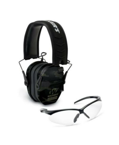 Электронные наушники Walkers Razor Slim Electronic Muff (MultiCam Camo Gray) с очками (Clear)
