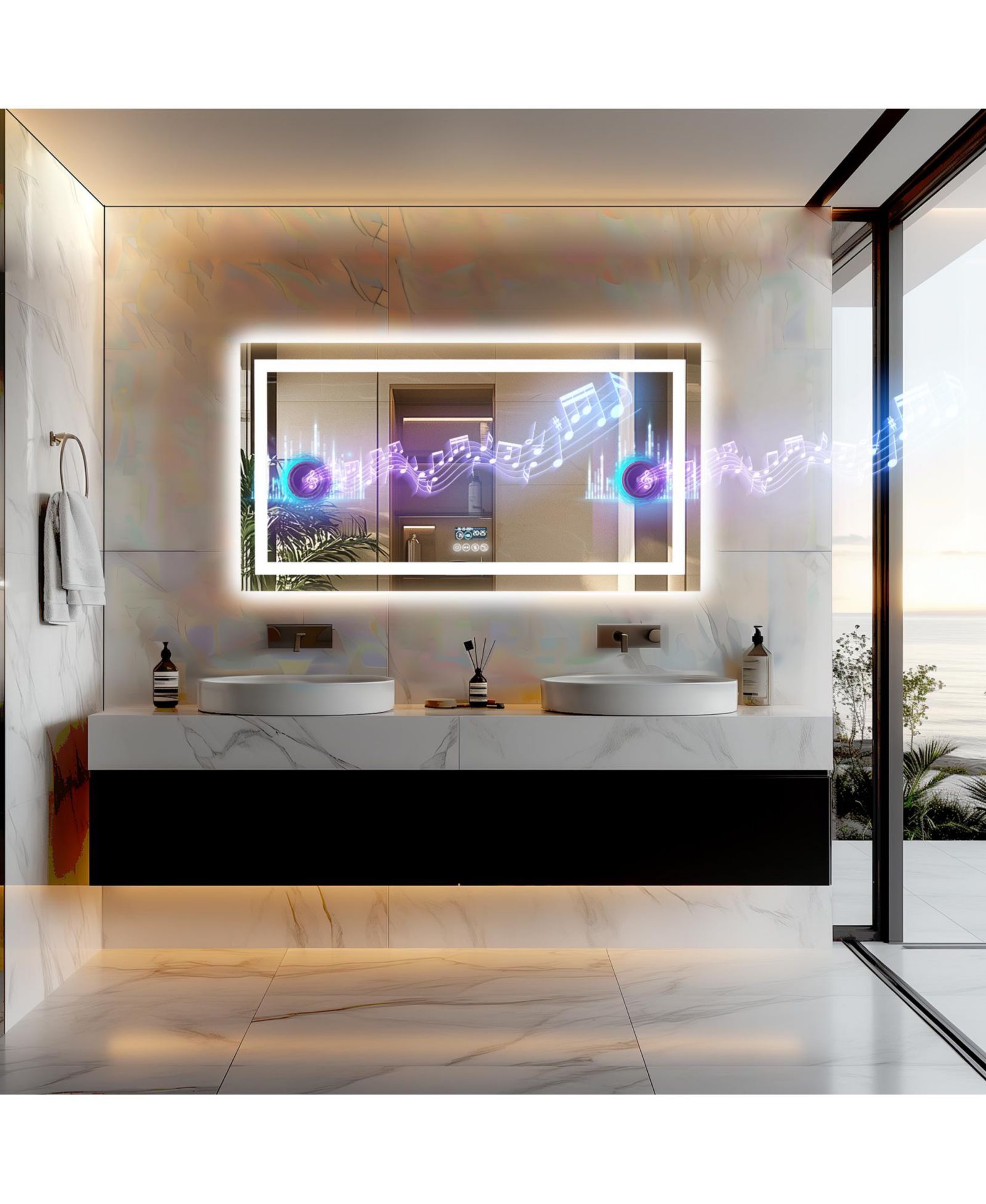 Зеркало для ванной LUVODI Rectangle LED Lighted с Bluetooth Speaker