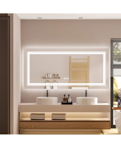 LUVODI настенное зеркало для ванной с LED подсветкой, антизапотевающее