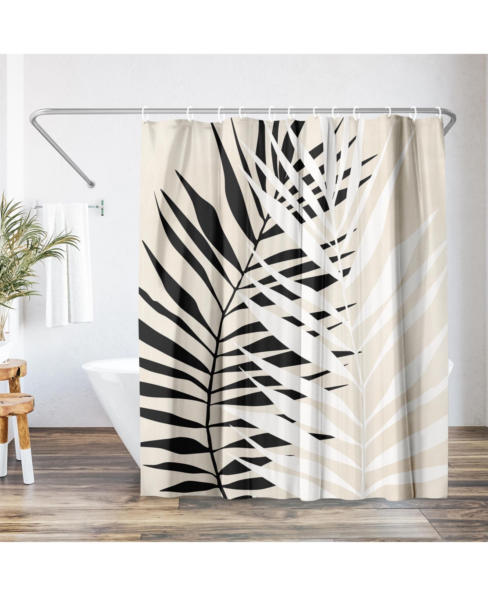 Americanflat Abstract Leaf Shower Curtain - 100% Polyester - Water-Resistant Bath Curtain