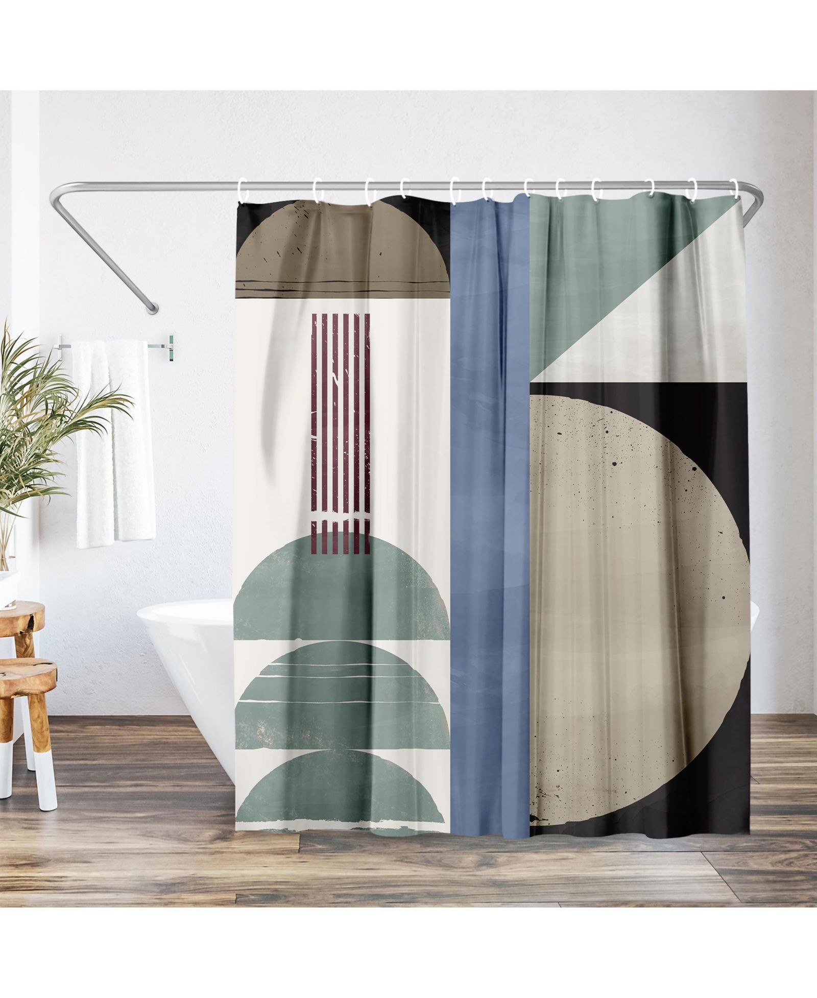 Americanflat Modern Abstract Polyester Water-Resistant Bath Curtain, 71x74