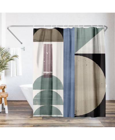 Americanflat Modern Abstract Polyester Water-Resistant Bath Curtain, 71x74