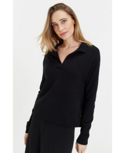 Chinti & Parker Women's Chinti and Parker Wool Cashmere Blend V Neck Collared Sweater