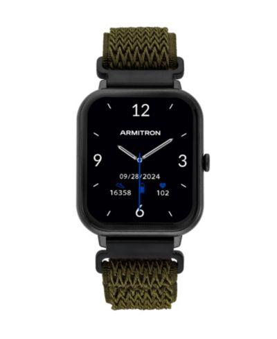 Armitron Connect Eclipse Dark Green Woven Elastic Smartwatch, 45mm