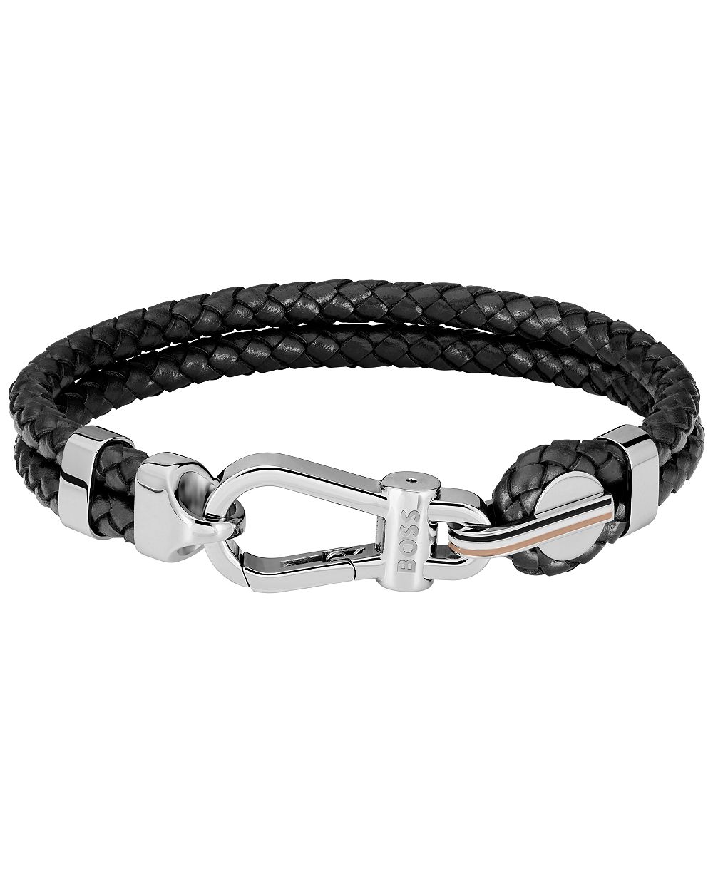 Hugo Boss Мужской кожаный браслет Ares Prime Black