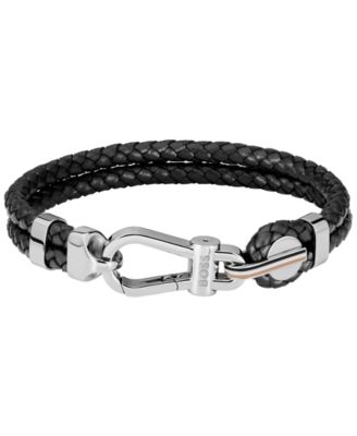 Hugo Boss Men's Ares Prime Black Leather Bracelet