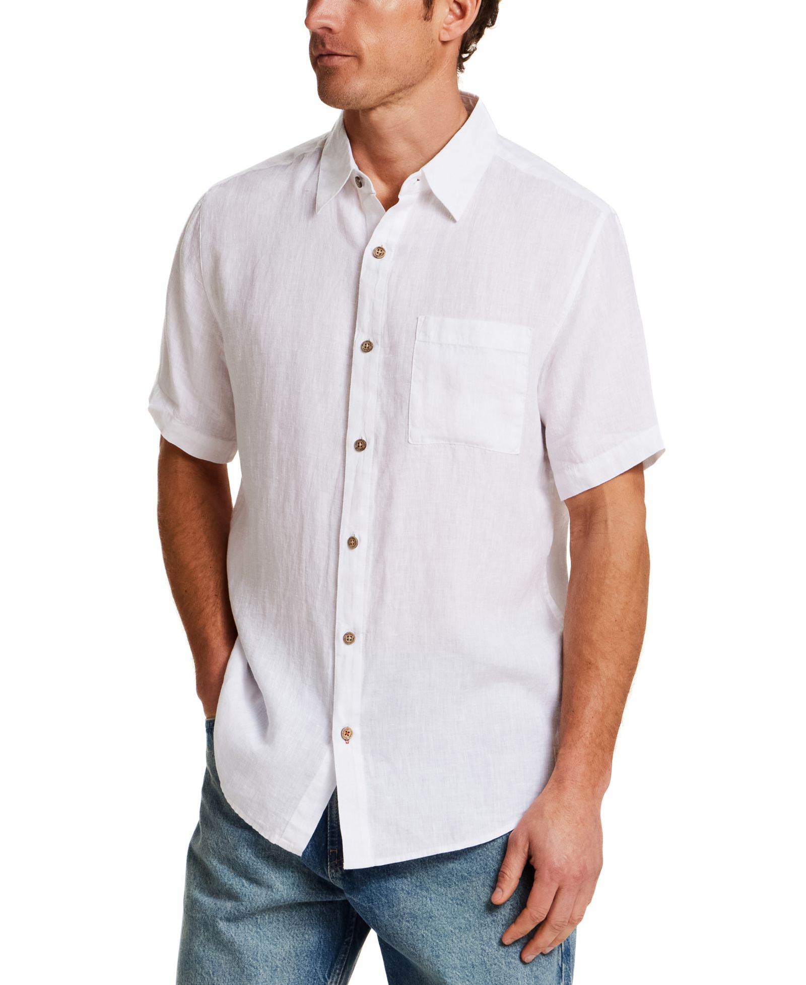 Weatherproof Vintage Men's Regular-Fit Solid Button-Down 100% Linen Shirt