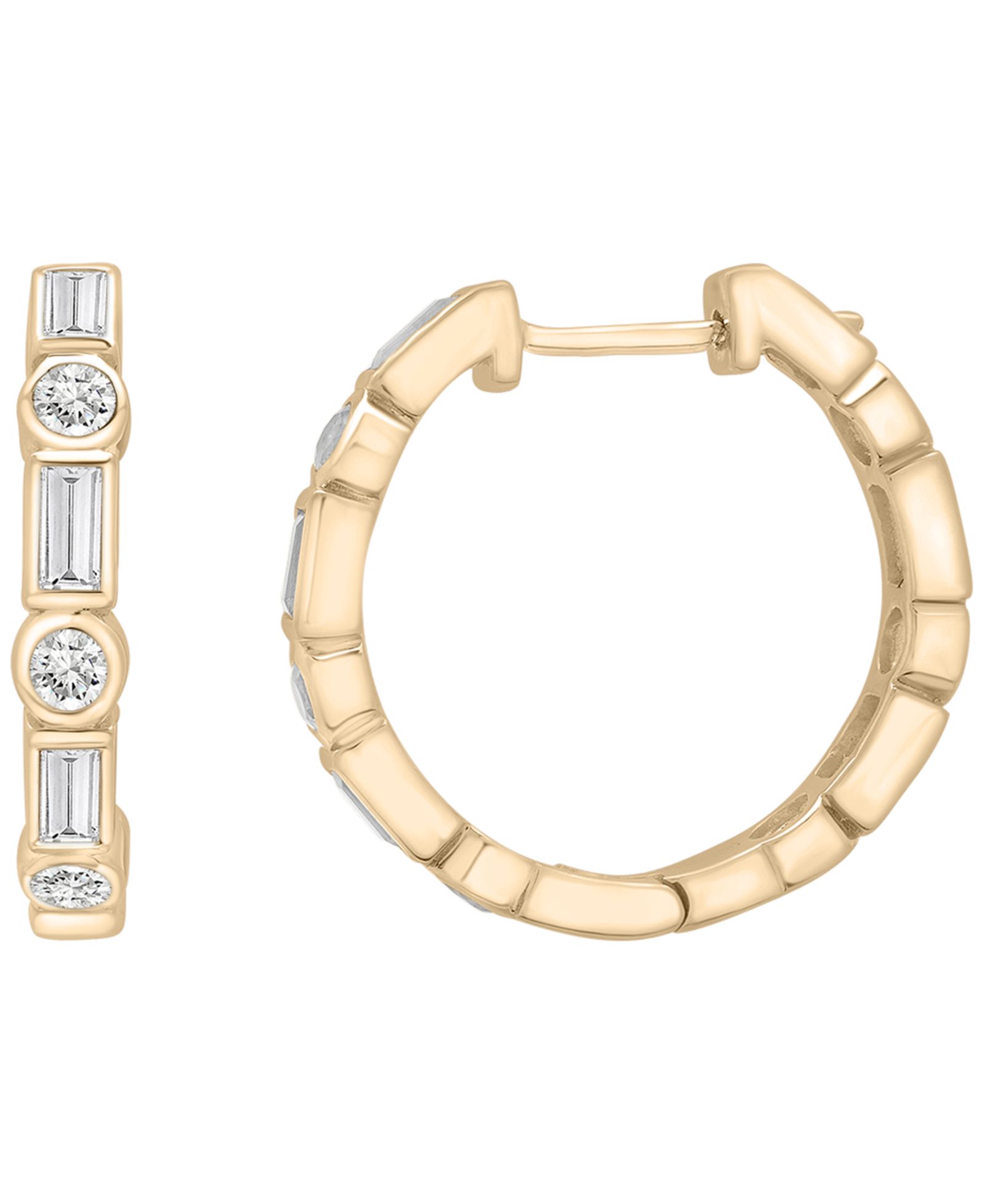Bling Jewelry Серьги-кольца с белым сапфиром Lab Grown (5/8 ct. t.w.) из позолоченного стерлингового серебра, 0.62"