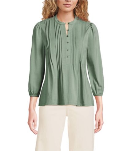Женский топ Lands' End Lightweight Jersey Button Pintuck
