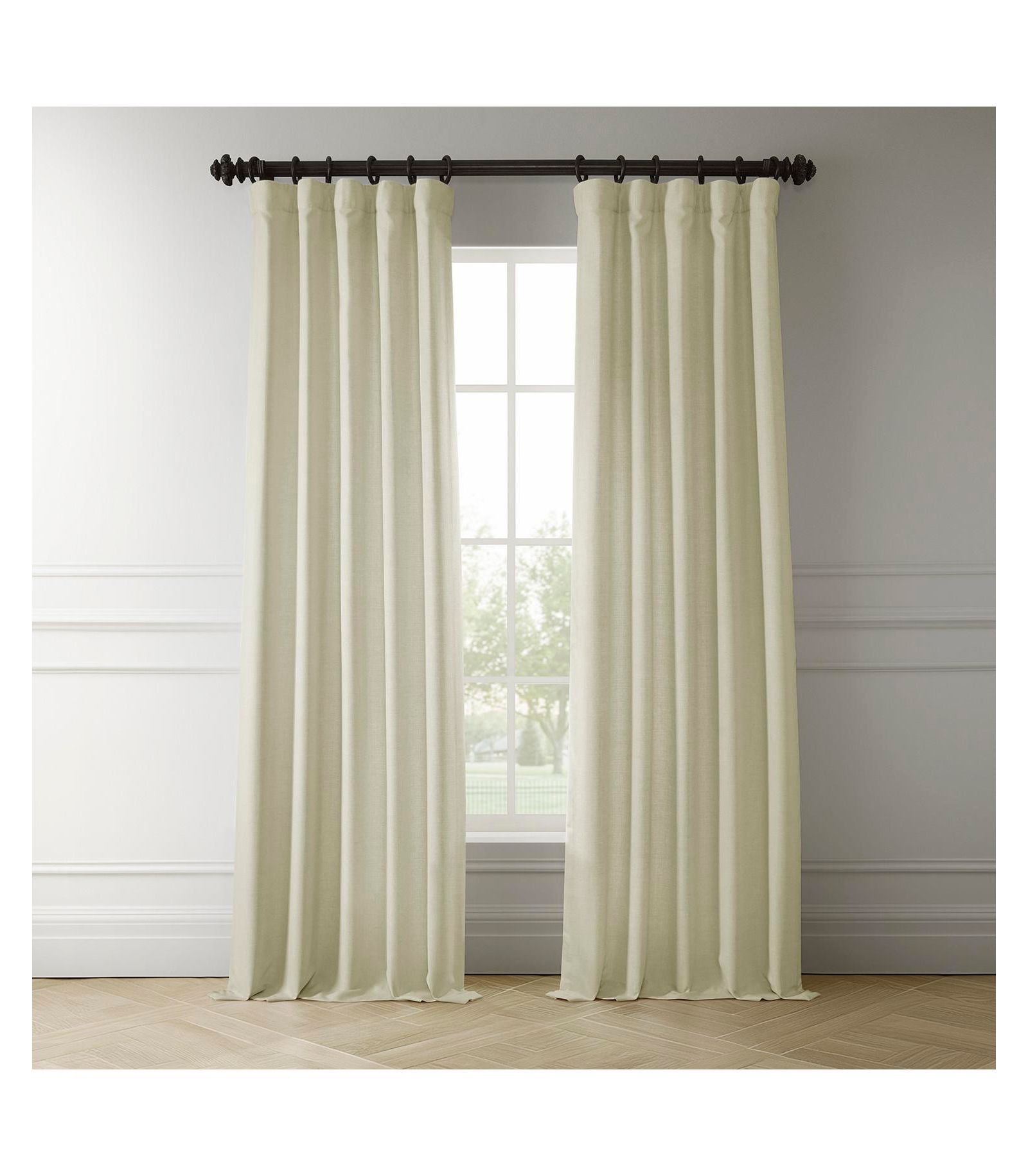 Half Price Drapes Gravity Ivory Italian Faux Linen Коляска-трость для куклы, Sage Stripe