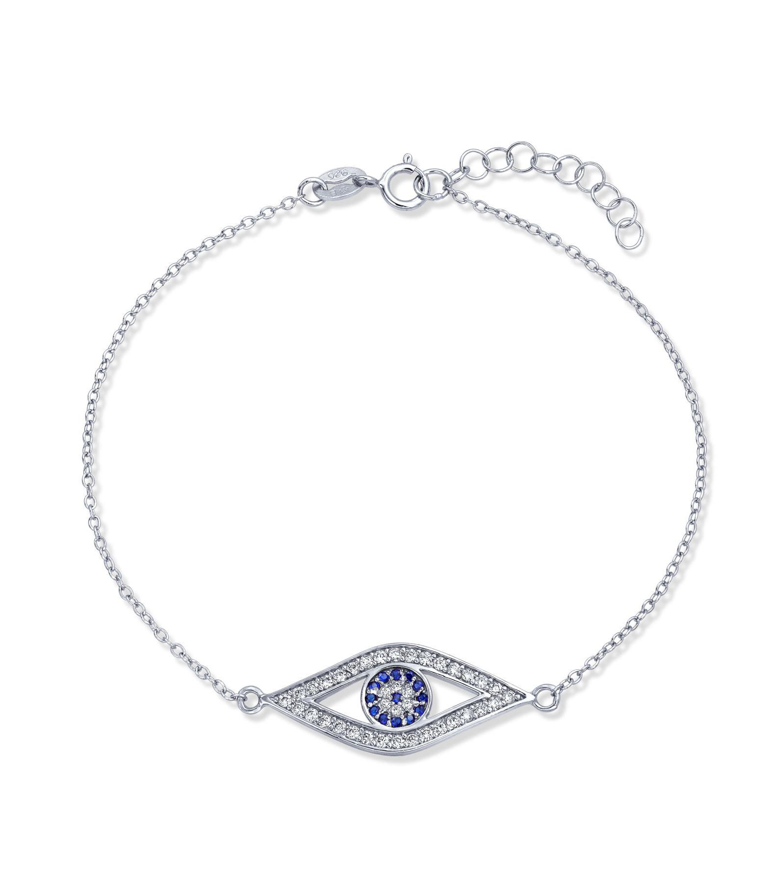 Браслет Bling Jewelry .925 Sterling Silver Rose Gold Plated Evil Eye CZ Cubic Zirconia