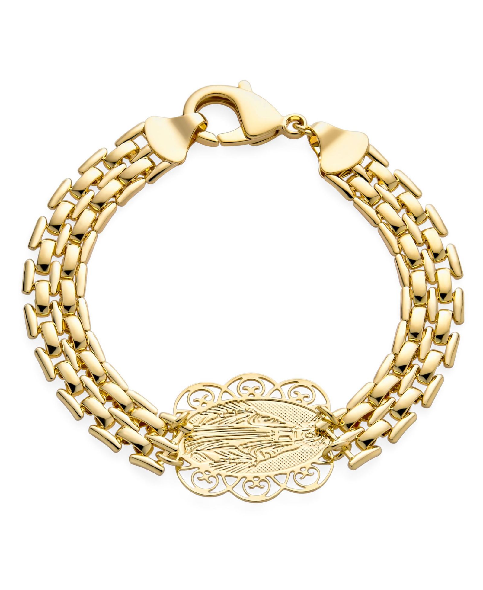 Браслет Bling Jewelry Virgin Mary с медальоном в желтом золоте