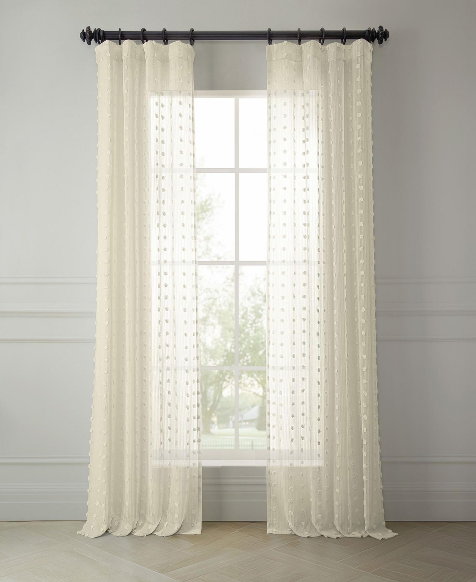 Half Price Drapes Прозрачные шторы из искусственного льна с геометрическим узором