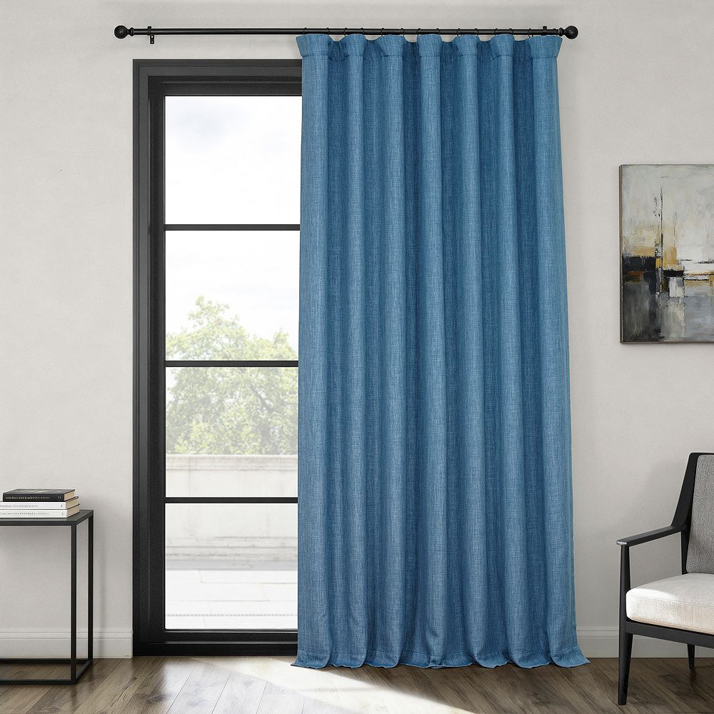 Half Price Drapes Extra Wide Faux Linen Room Darkening Curtains for Bedroom and Living Room Curtains (1 Panel)