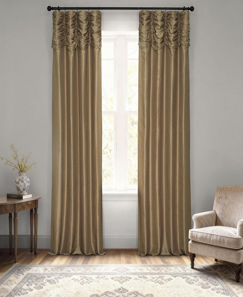 Half Price Drapes Ruched Vintage Textured Faux Dupioni Silk Curtain