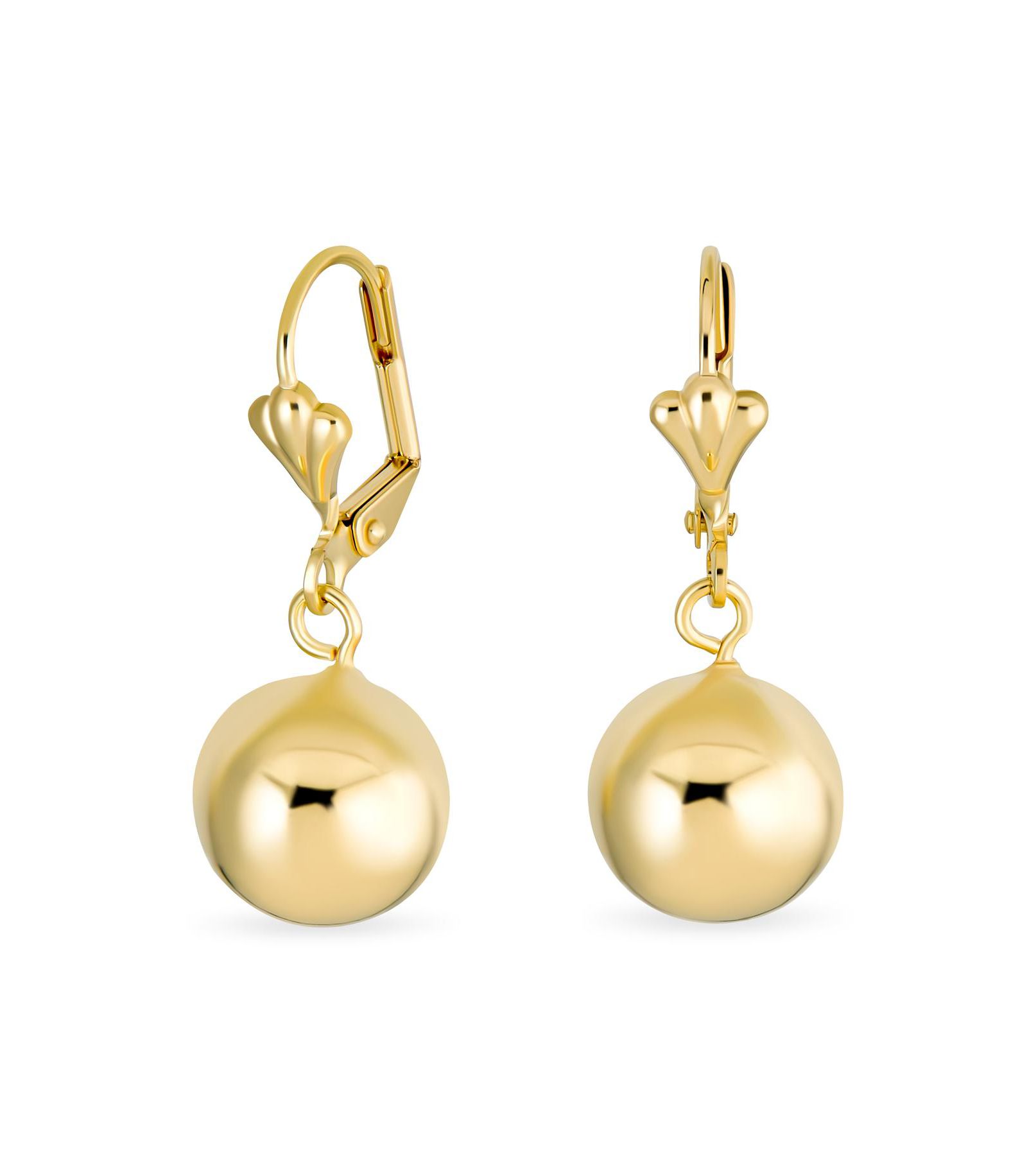 Серьги Bling Jewelry Classic Elegant Simple Round Light Weight Dangle Lever Back Drop Ball Plated Brass