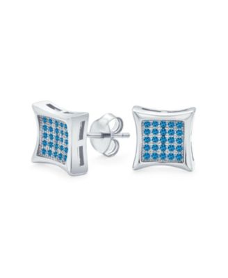 Bling Jewelry серьги-гвоздики Square Shaped Micro Pave CZ Kite 12MM.925 Sterling Silver