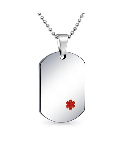 Подвеска Bling Jewelry Medical ID Dog Tag Steel с цепью 20"