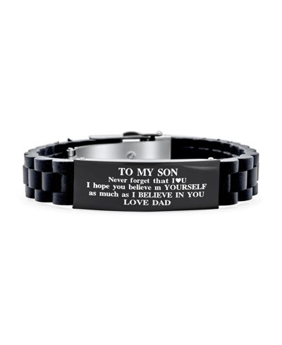 Браслет Bling Jewelry Son Inspirational ID из черной нержавеющей стали и силикона, регулируемый